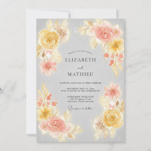 Invitación Boda Romántica Pintura Flor de Melocotón