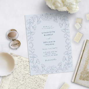 Invitación Boda Romántica Polvo Azul