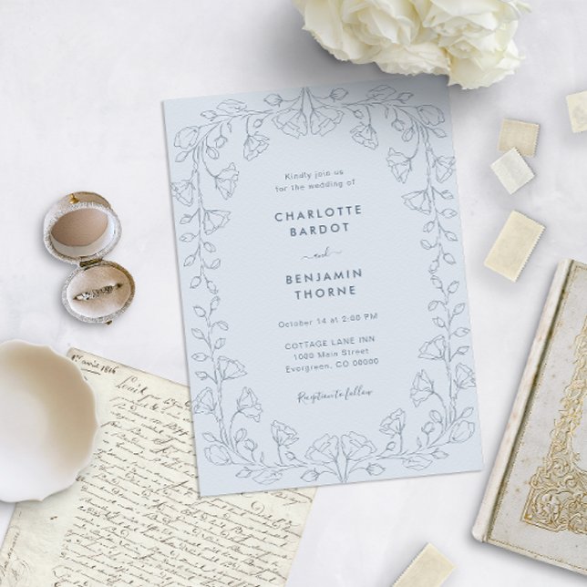 Invitación Boda Romántica Polvo Azul (Subido por el creador)