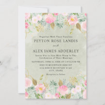 Boda Romántica Rosa Floral Verde Dorado
