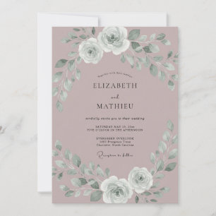 Invitación Boda Romántica Rosa Plata Malva