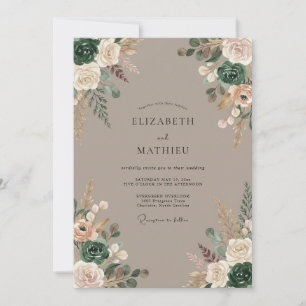 Invitación Boda Romántica Rústica con Flor de Salvia
