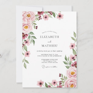 Invitación Boda Romántica Serena con Rubor