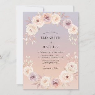 Invitación Boda Romántica Serena de Lavanda y Melocotón