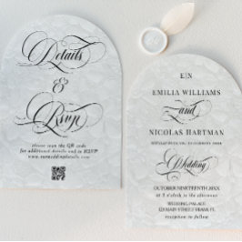 Invitación Boda Romántica Todo En Uno Monograma
