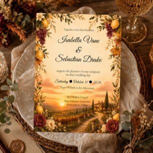 Invitación Boda Romántica Toscana