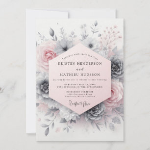 Invitación Boda Romántica Tranquila Rosa Rubor