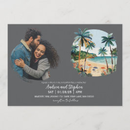 Invitación Boda Romántica Tropical en la Isla