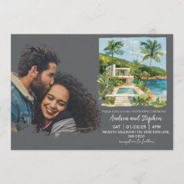 Invitación Boda Romántica Tropical en la Isla