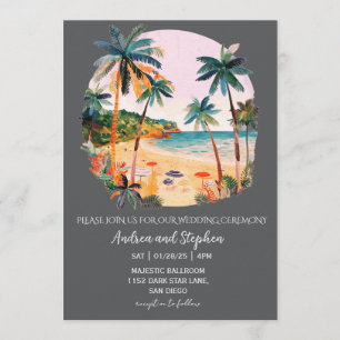 Invitación Boda Romántica Tropical en la Isla