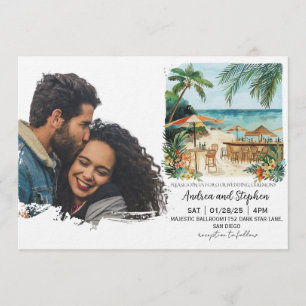 Invitación Boda Romántica Tropical en la Isla