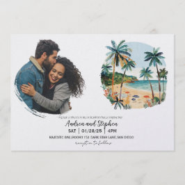 Invitación Boda Romántica Tropical en la Isla
