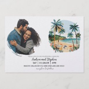 Invitación Boda Romántica Tropical en la Isla