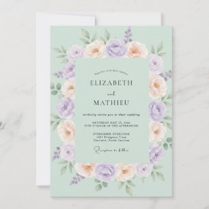 Invitación Boda Romántica Verde Menta Pastel