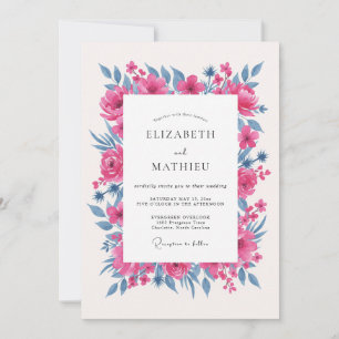 Invitación Boda romántica vibrante magenta