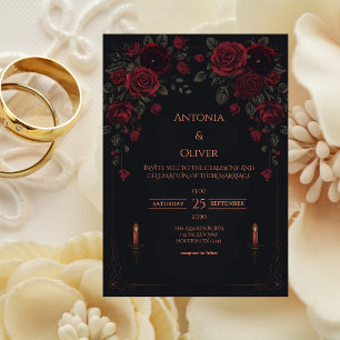 Invitación Boda Romántica Victoriana Gótica Elegante