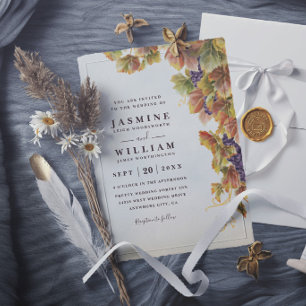 Invitación Boda romántica viñedo rústica elegante moderna