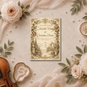 Invitación Boda romántica vintage en jardín