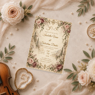 Invitación Boda Romántica Vintage en Jardín