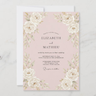 Invitación Boda Romántica Vintage Rosa Rosado