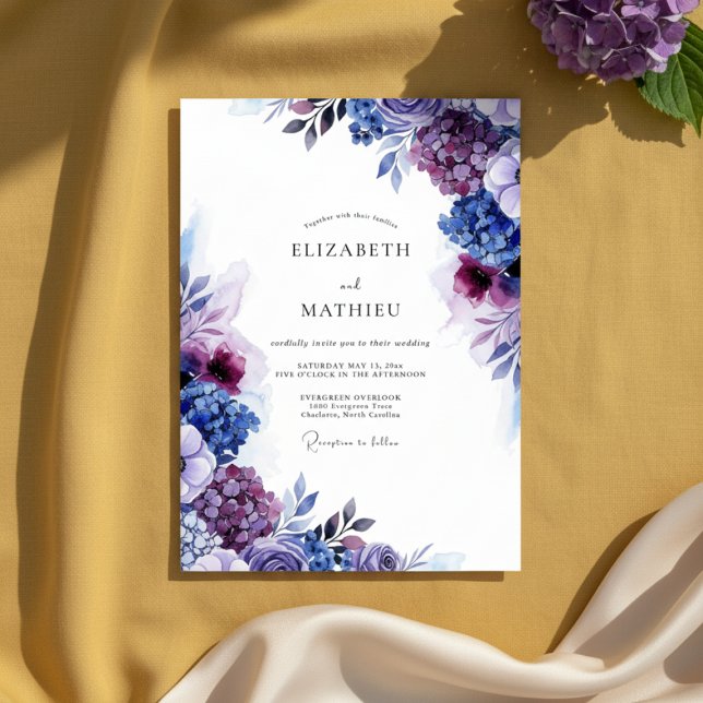 Invitación Boda Romántica Violet Bloom (Subido por el creador)