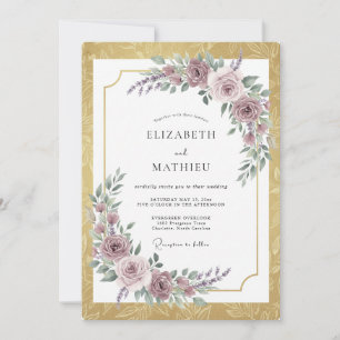 Invitación Boda Romántica y Majestuosa Dorada