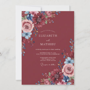 Invitación Boda Romántica y Melancólica de Borgoña