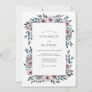 Invitación Boda Romántica y Melancólica de Color Malva