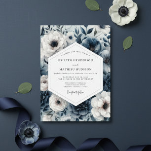 Invitación Boda romántica y temperamental de flores navales