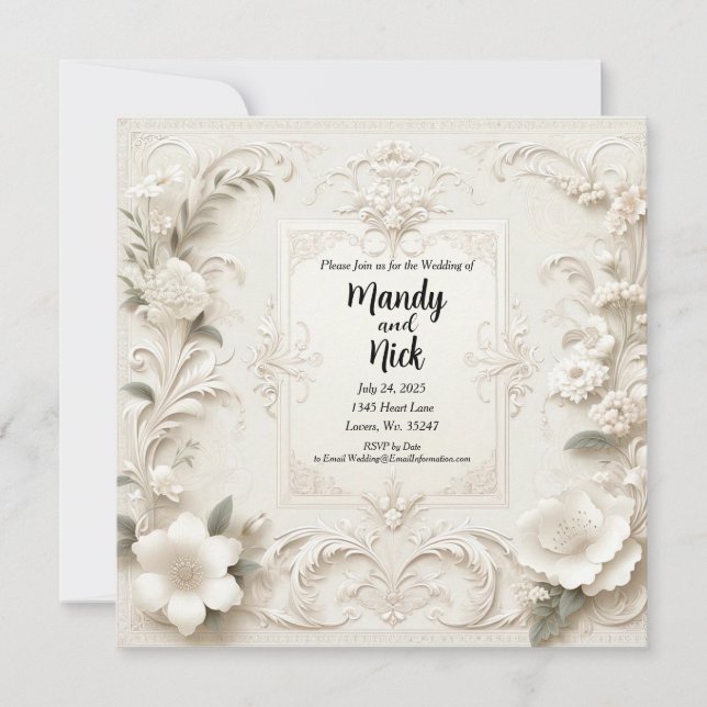 Invitación Boda romántico (Anverso)