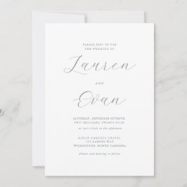 Invitación Boda romántico clásico elegante y gris azul