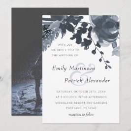 Invitación Boda romántico con flores azules