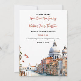 Invitación Boda Romántico de Agua Venecia Italia