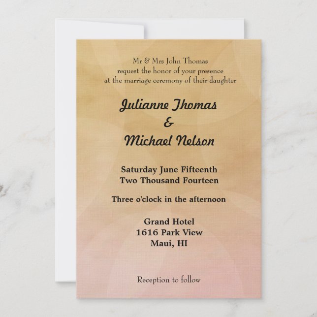 Invitación Boda Romántico de Amanecer Rosa (Anverso)