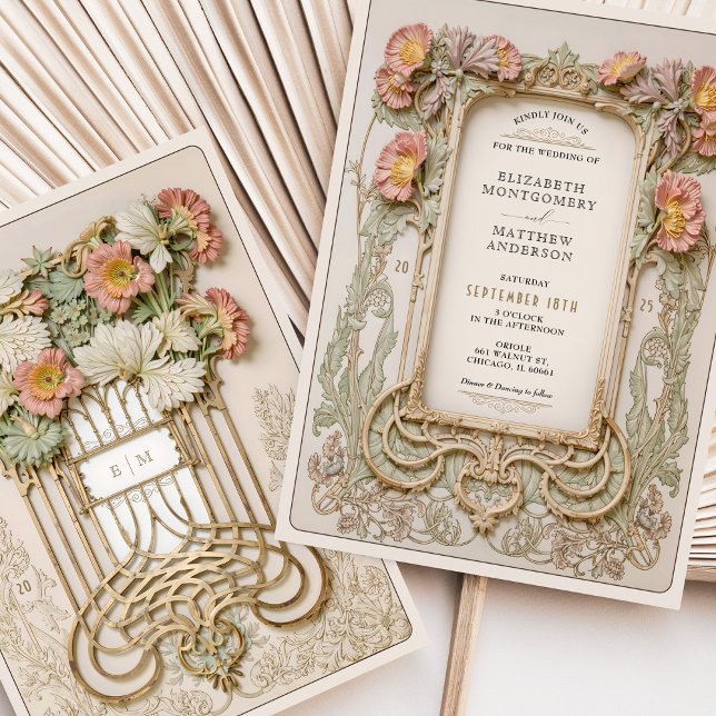 Invitación Boda romántico de Art Nouveau (Subido por el creador)