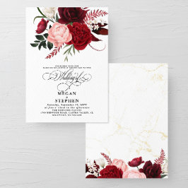 Invitación Boda romántico de color de agua borgoñona floral