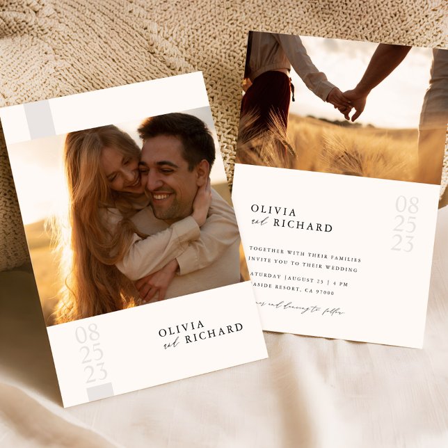 Invitación Boda romántico de doble cara (Subido por el creador)