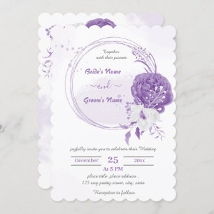 Invitación boda romántico de flor morada de guirnalda