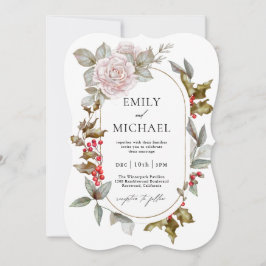 Invitación Boda Romántico de Floral de Invierno y Evergreens
