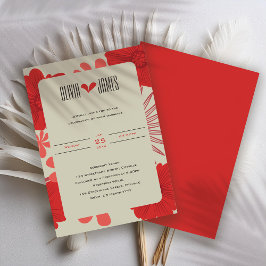 Invitación Boda Romántico de Floral Roja