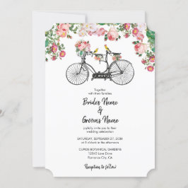 Invitación Boda Romántico de Flores de Bicicleta Vintage y Av