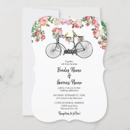 Invitación Boda Romántico de Flores de Bicicleta Vintage y Av