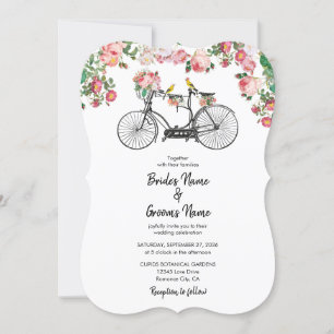Invitación Boda Romántico de Flores de Bicicleta Vintage y Av