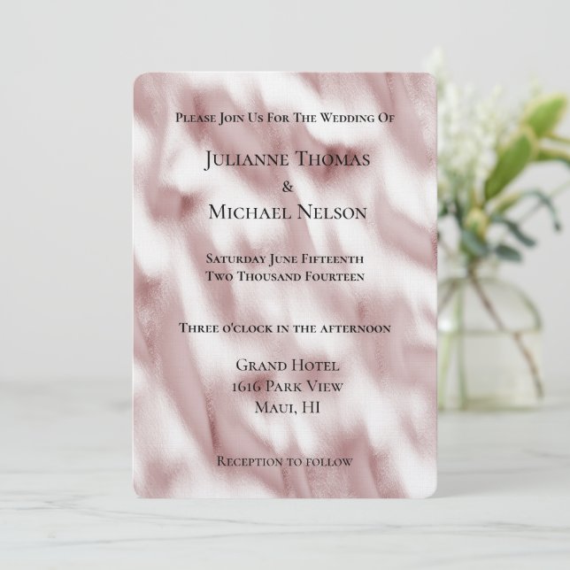 Invitación Boda romántico de glam rosado de Rubor (Anverso de pie)