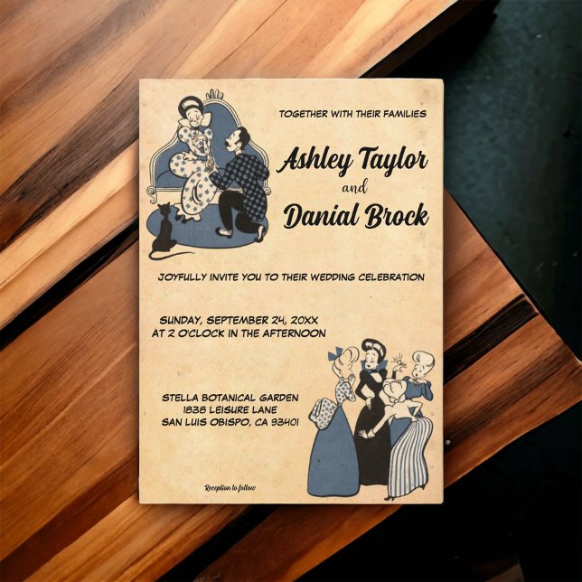 Invitación Boda romántico de historietas rusticas retro vinta (Subido por el creador)