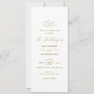 Invitación Boda romántico de la caligrafía dorada de Faux