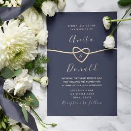 Invitación Boda Romántico de la Marina y el Corazón Oro