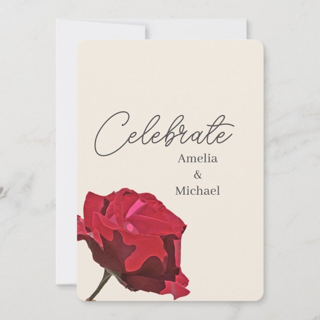 Invitación Boda Romántico de la Rosa Roja (Anverso)