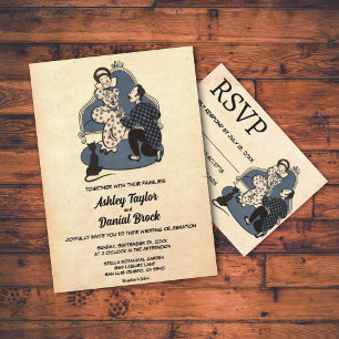 Invitación Boda romántico de la vieja pareja rusa de vintage