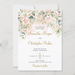 Invitación Boda romántico de las flores rosadas de Boho Rubor